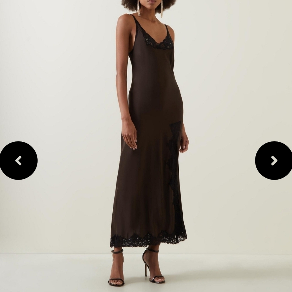 Bec + Bridge Deja Vous Slip Dress Silk And Lace Spaghetti Strap Ankle Length